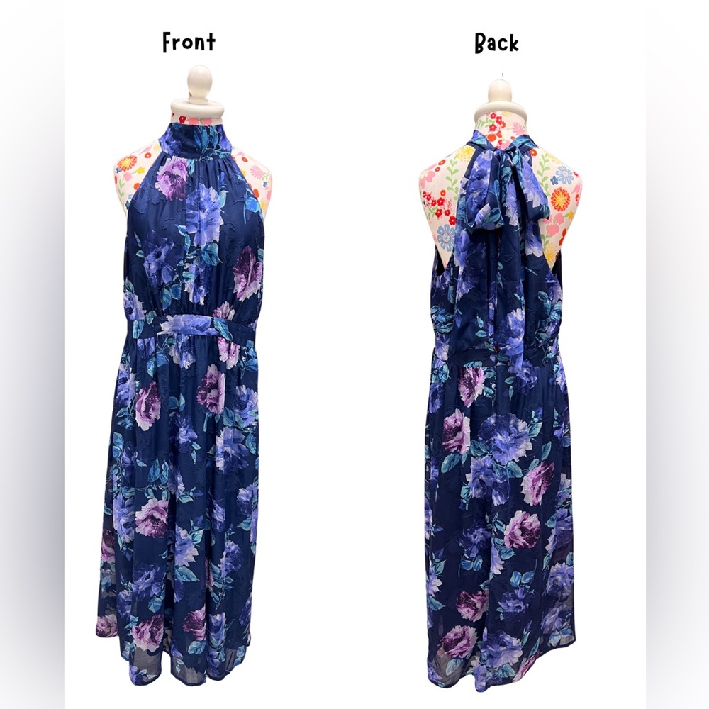 Lulu's Blue Ruched Halter Sundress